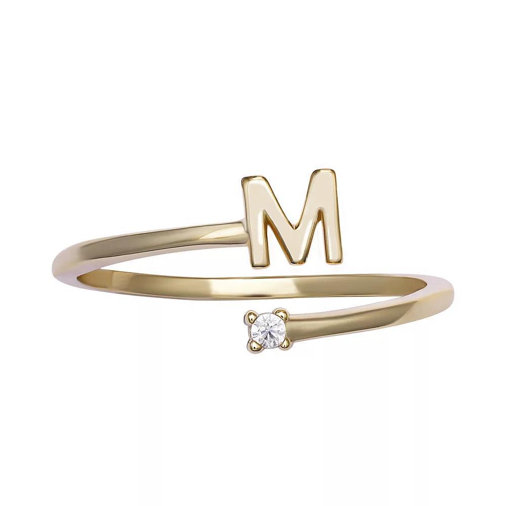 PRIMROSE Sterling Silver Cubic Zirconia Initial Bypass Band Ring, Women's, Size: 7, Gold Tone F Product Image