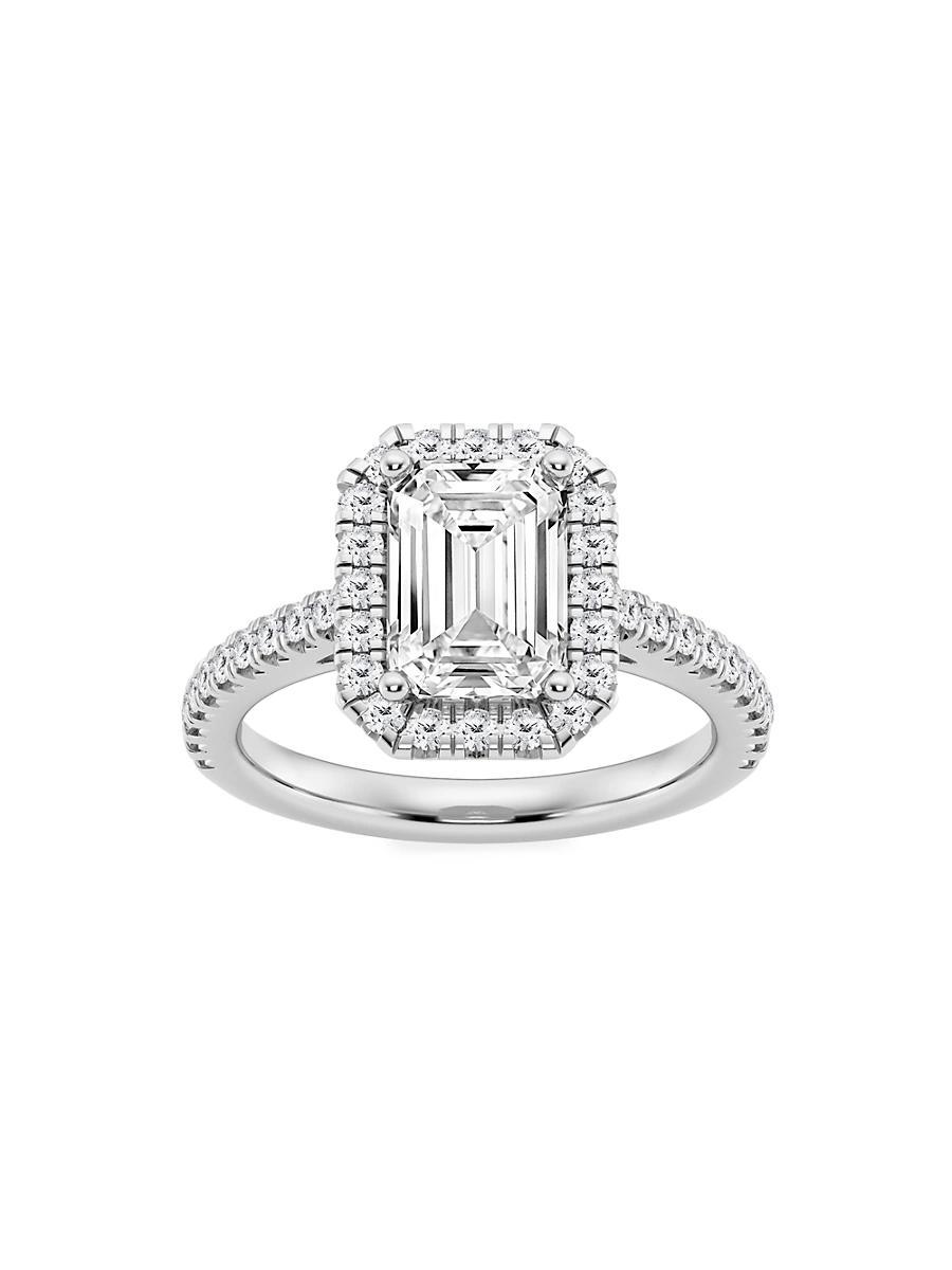Womens Platinum & Emerald-Cut Lab-Grown Diamond Halo Ring/1.30-3.60 TCW Product Image