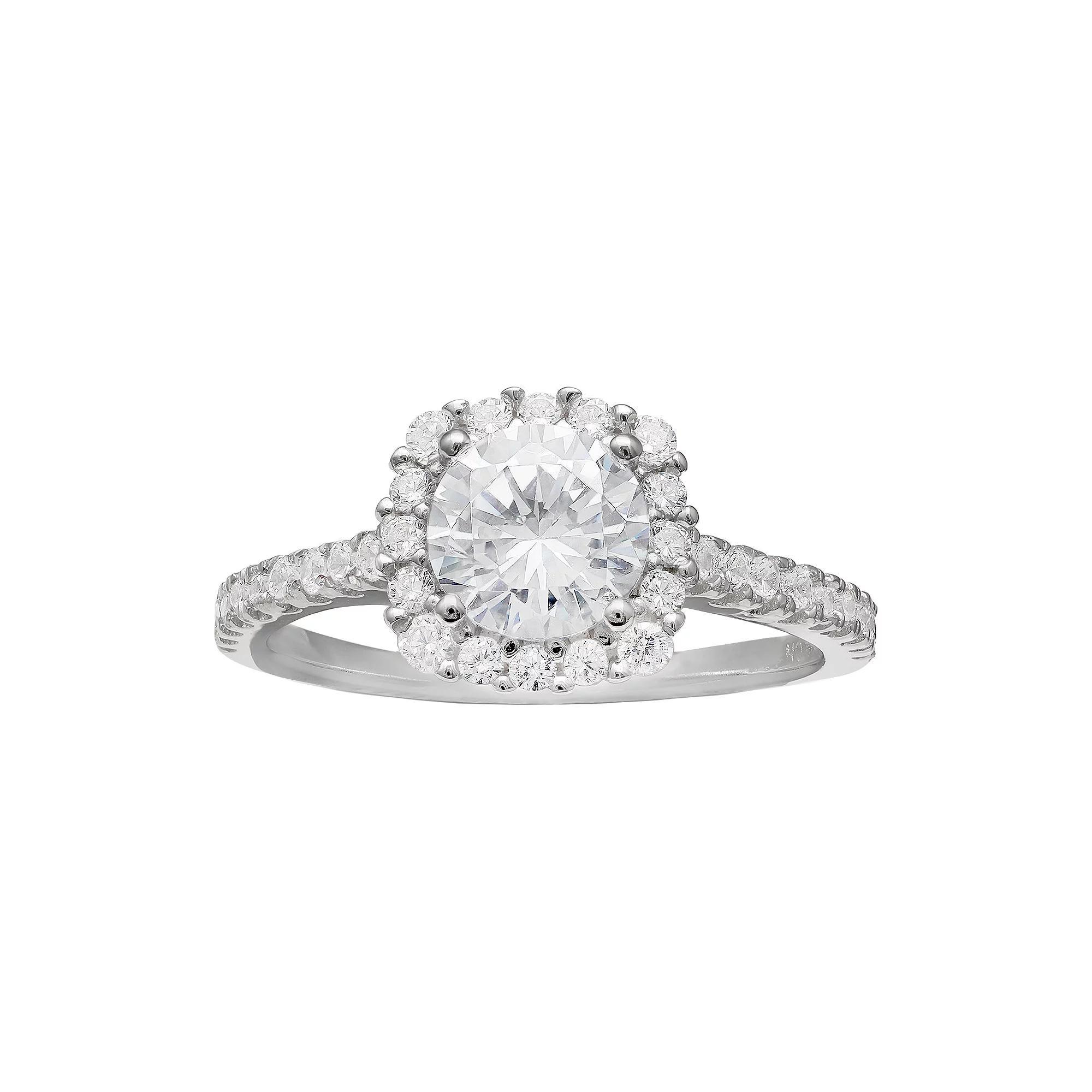 PRIMROSE Sterling Silver Cubic Zirconia Square Halo Ring, Women's, Size: 8 Product Image