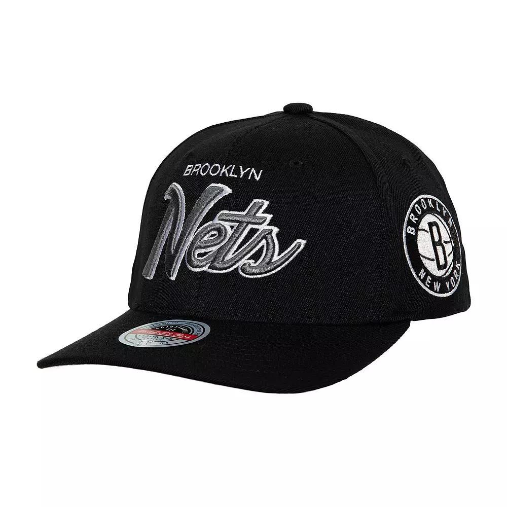 Men's Mitchell & Ness Black Brooklyn Nets MVP Team Script 2.0 Stretch-Snapback Hat Product Image