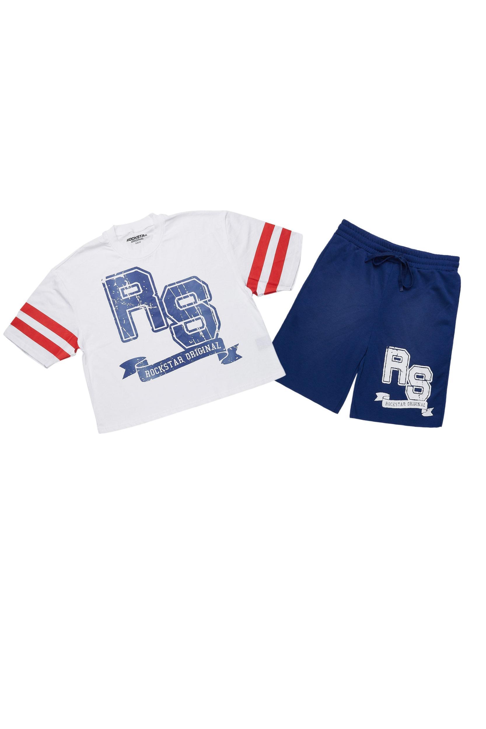 Tenita White/Blue T-Shirt Short Set Female Product Image