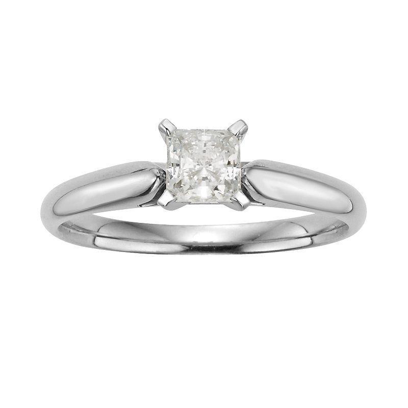 The Regal Collection Princess-Cut IGL Certified Diamond Solitaire Engagement Ring in 14k White Gold, Women's, Size: 9 Product Image