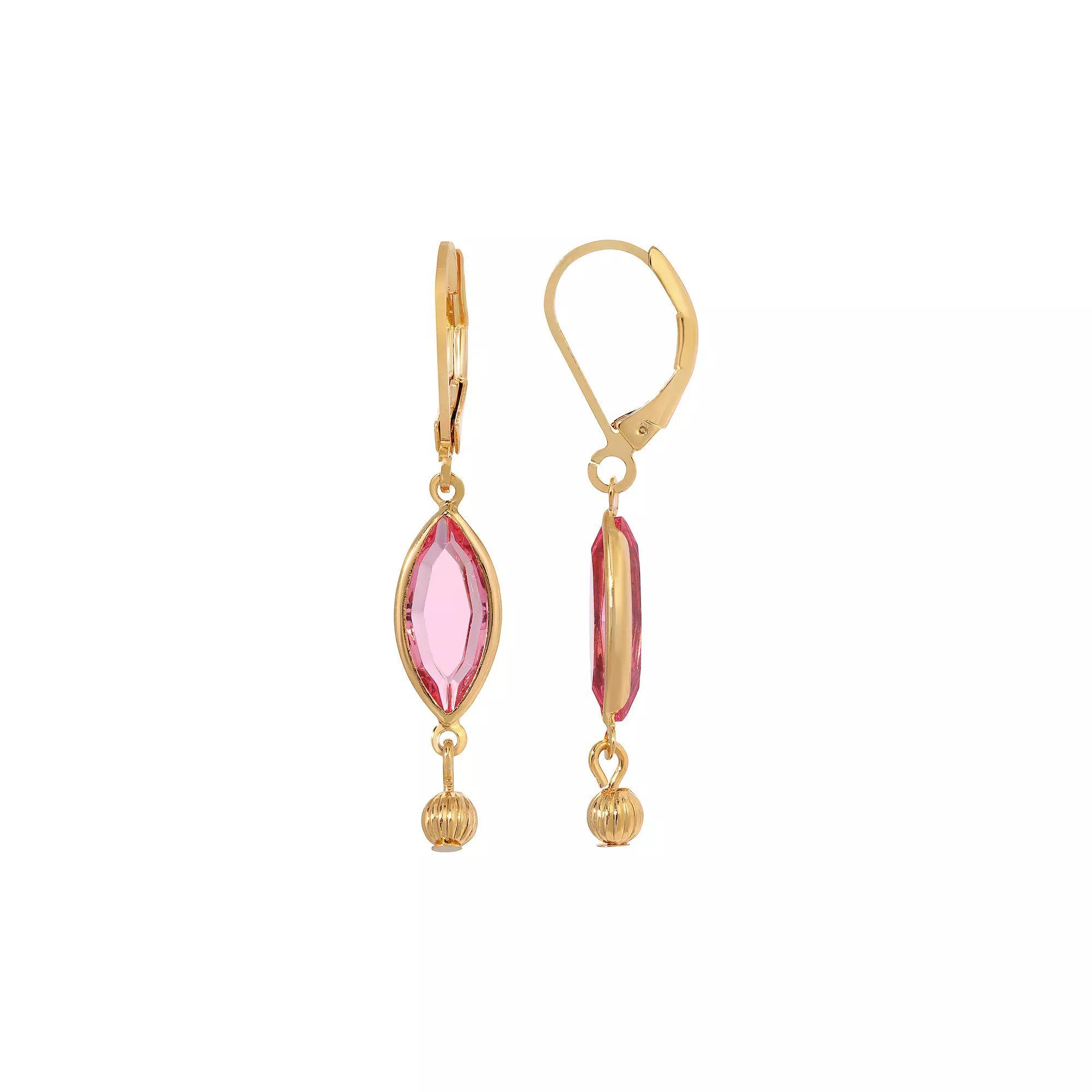 1928 Simulated Crystal Oval Drop Earrings, Womens, Green Product Image