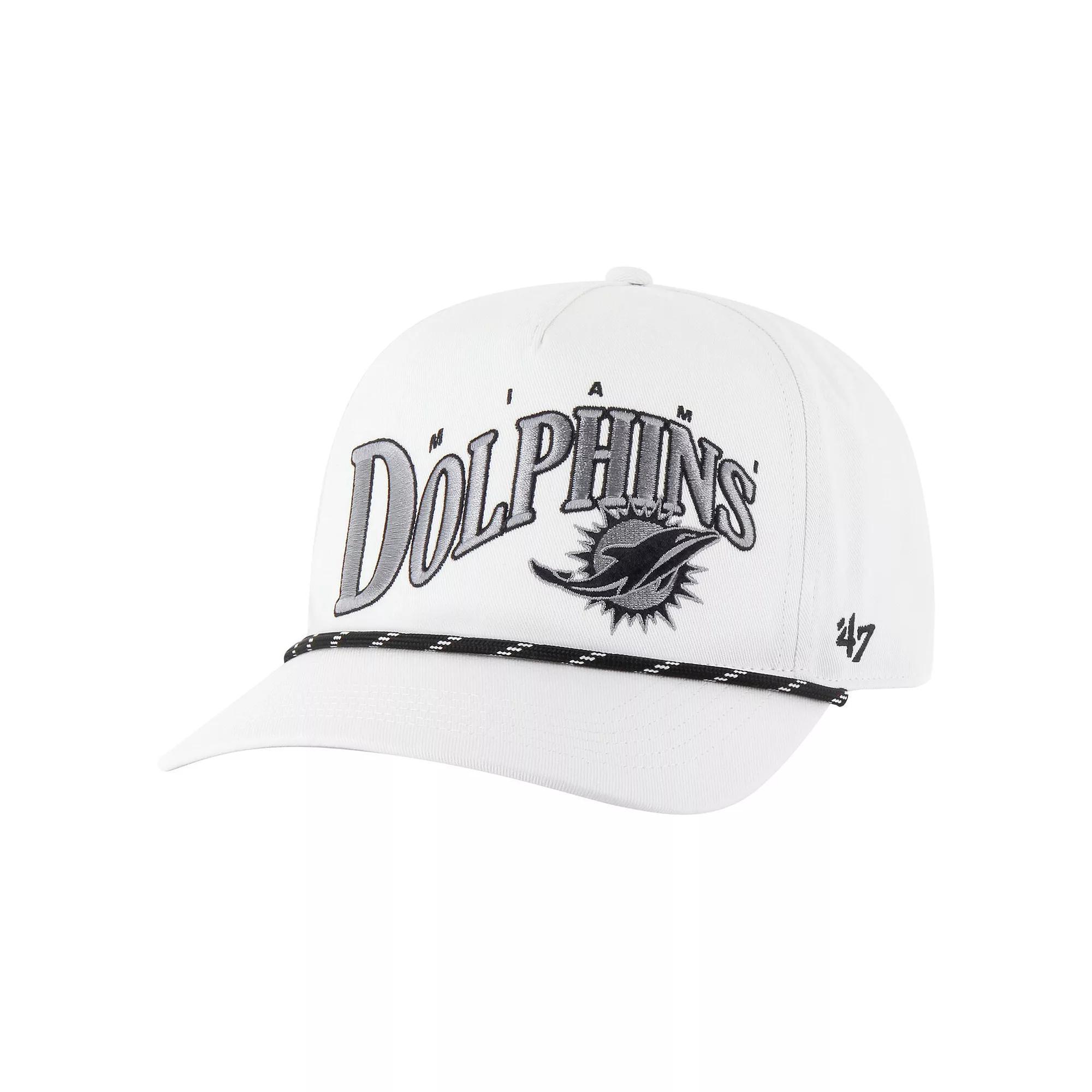 Men's '47 White Miami Dolphins Wave Speckle Hitch Rope Adjustable Hat Product Image