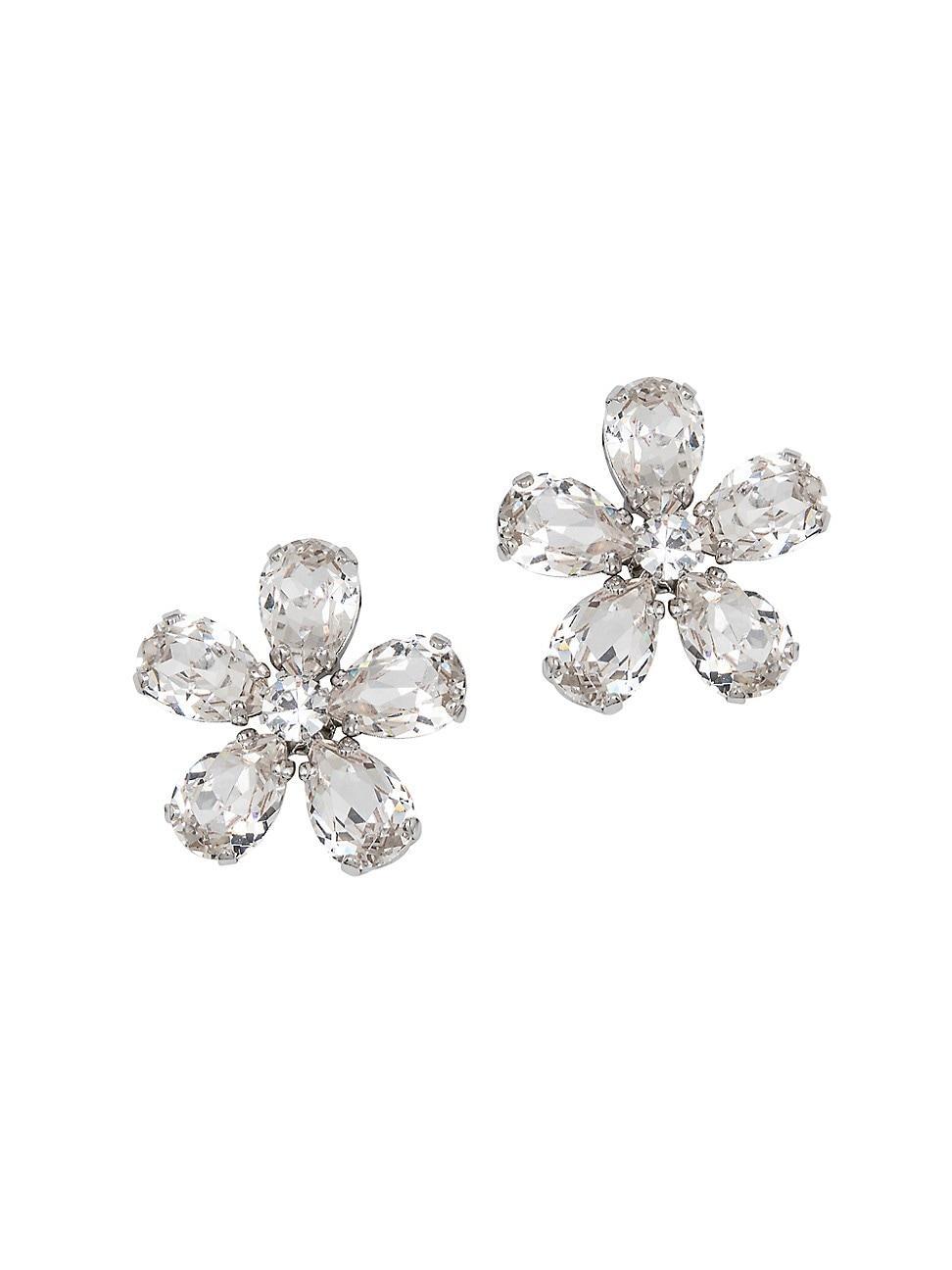 Womens Dedra Rhodium-Plated & Crystal Earrings Product Image
