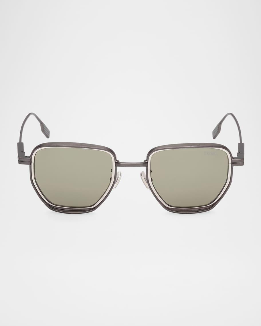 Mens Round Metal and Acetate Sunglasses Product Image