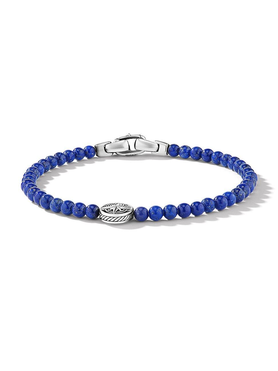 David Yurman Mens Spiritual Beads Compass Rose Bracelet with Lapis Product Image
