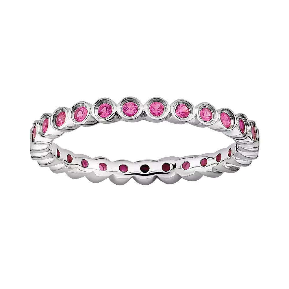 Stacks & Stones Sterling Silver Lab-Created Ruby Stack Ring, Women's, Size: 7 Product Image