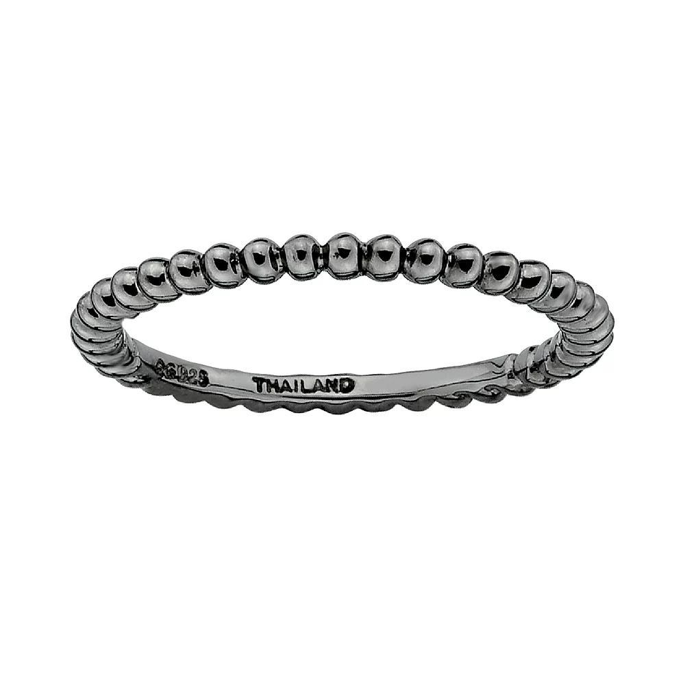 Stacks & Stones Ruthenium-Plated Sterling Silver Bead Stack Ring, Women's, Size: 5, Black Product Image