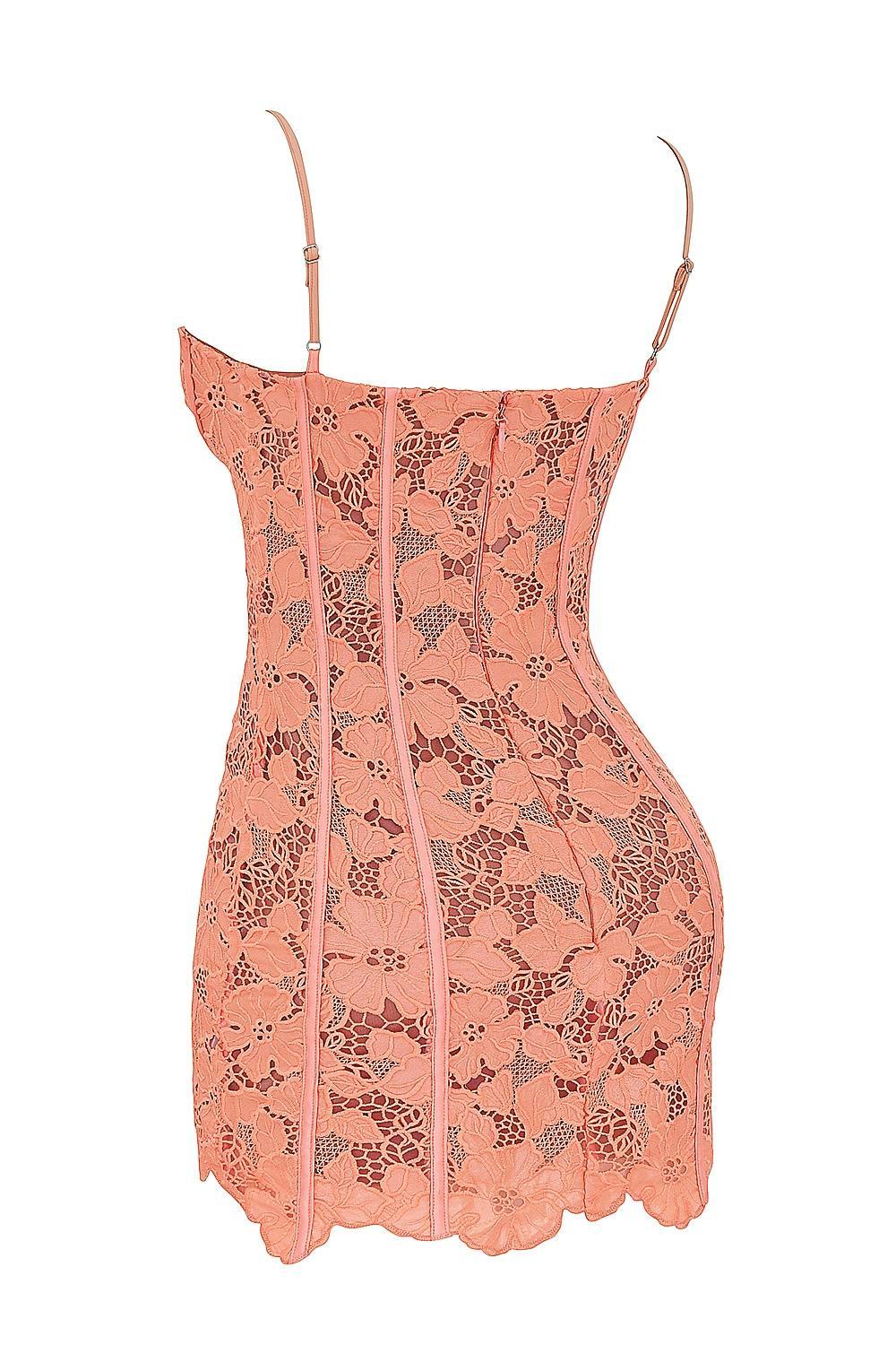 Ilayda Sorbet Embroidered Floral Lace Mini Dress Product Image