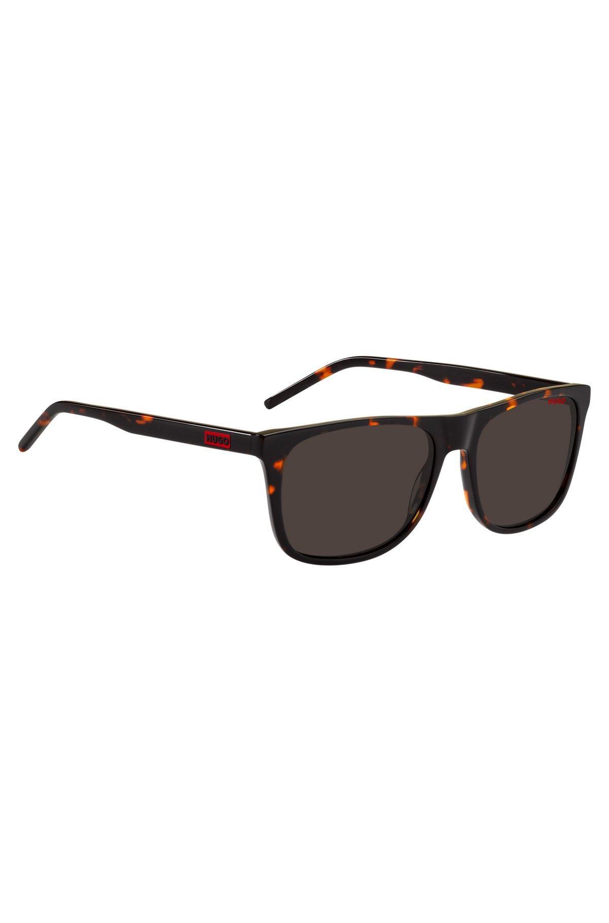 Havana-acetate sunglasses with rubber logo Product Image