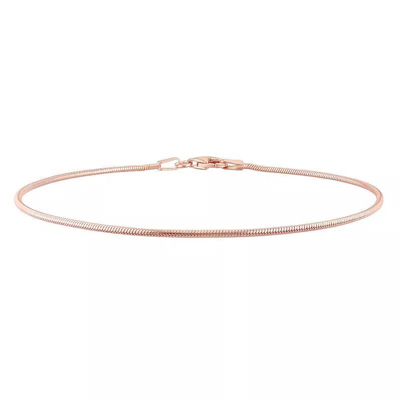 Stella Grace Mens Sterling Silver 1.2 mm Snake Chain Bracelet Rose Gold Tone Product Image