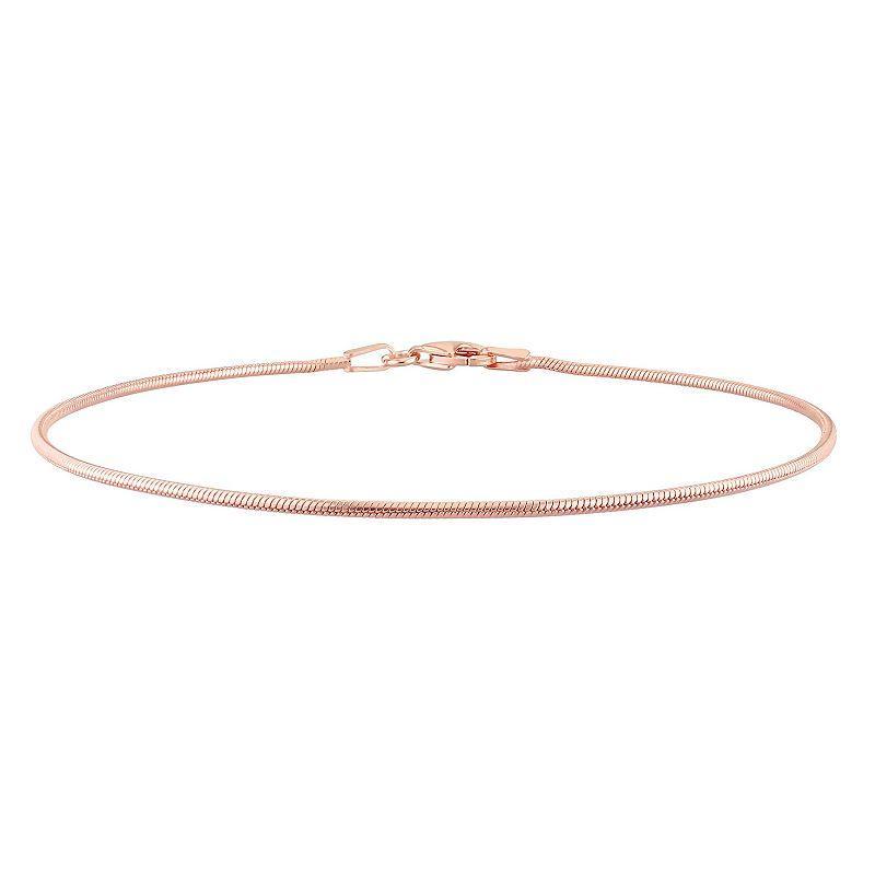 Stella Grace Mens Sterling Silver 1.2 mm Snake Chain Bracelet Rose Gold Tone Product Image