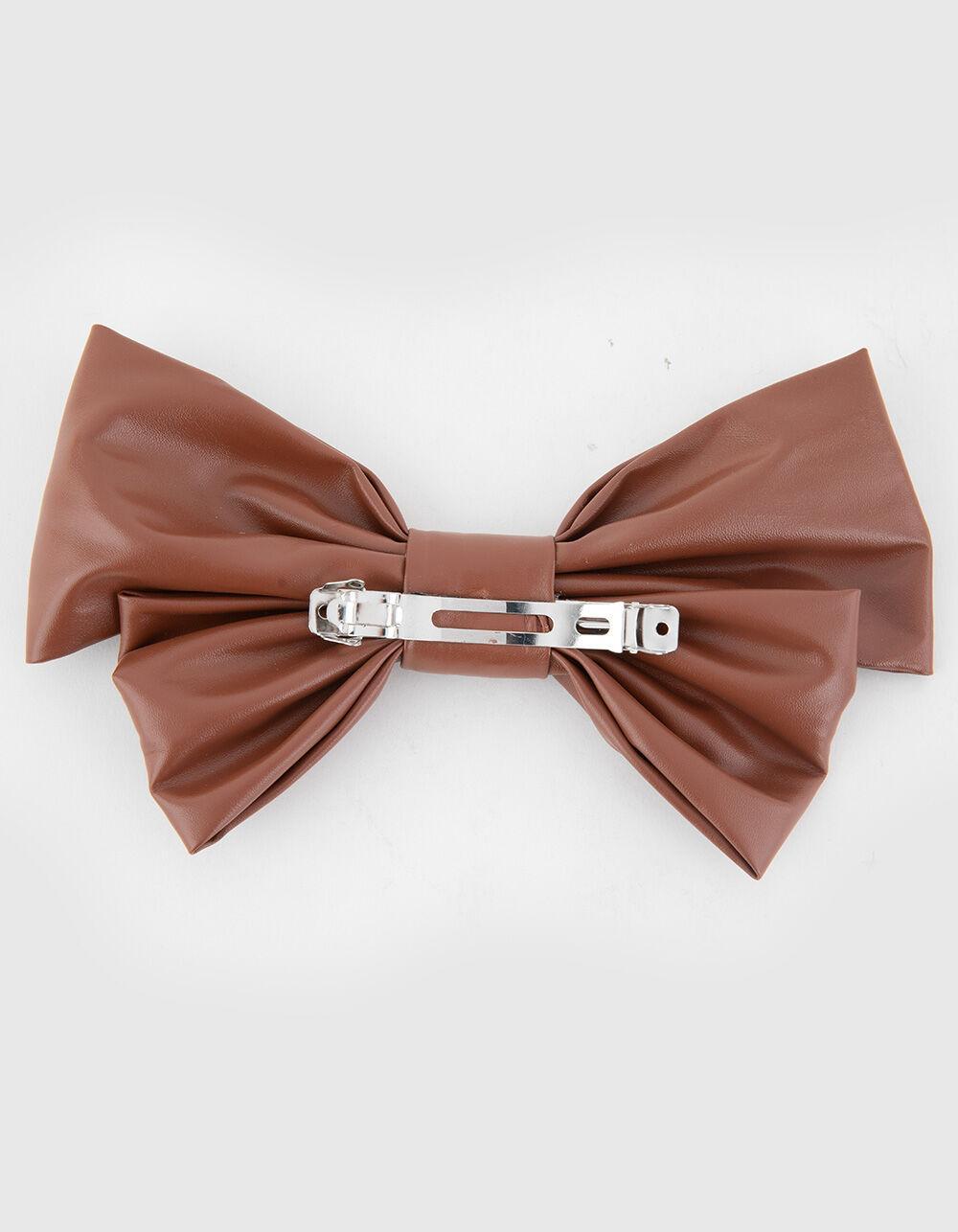 FULL TILT Oversized Faux Leather Bow - BROWN Product Image