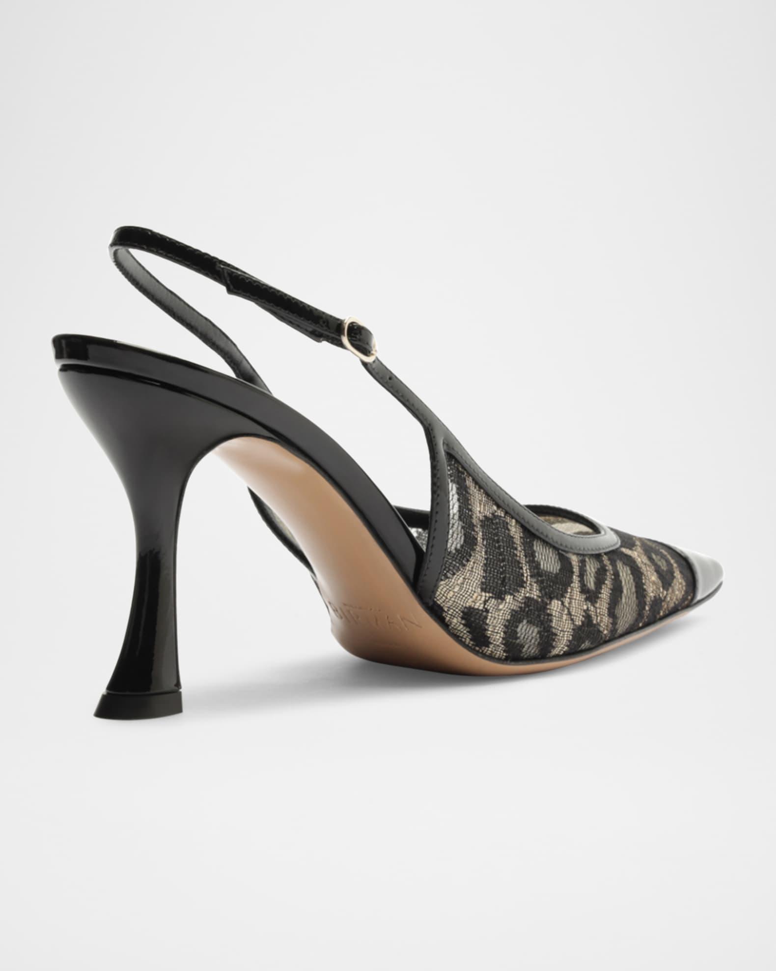 Olivia Leopard Mesh Slingback Pumps Product Image