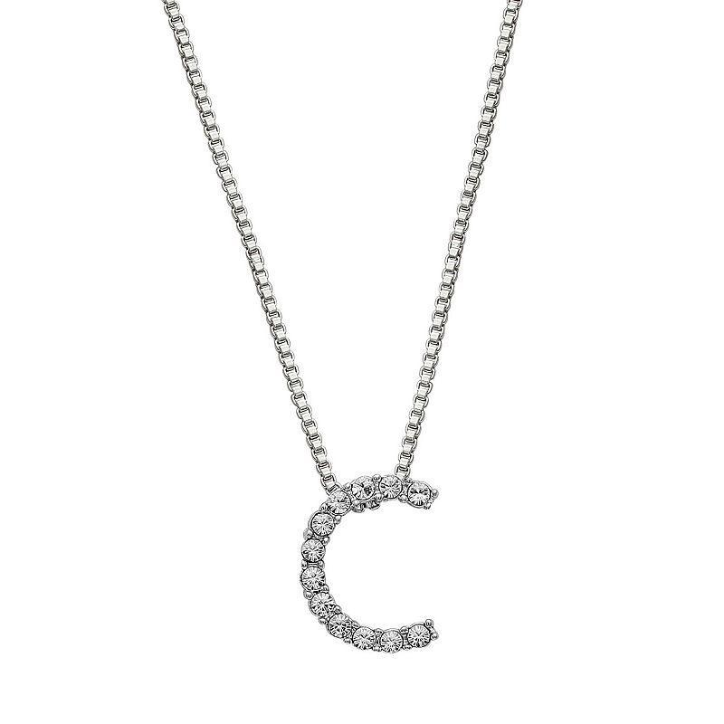 Brilliance Silver Plated Crystal Initial Pendant, Women's, Size: 18", Silver Tone G Product Image