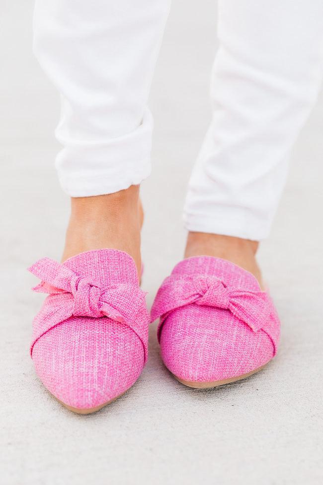 Audry Pink Tweed Bow Mule Flats FINAL SALE Product Image