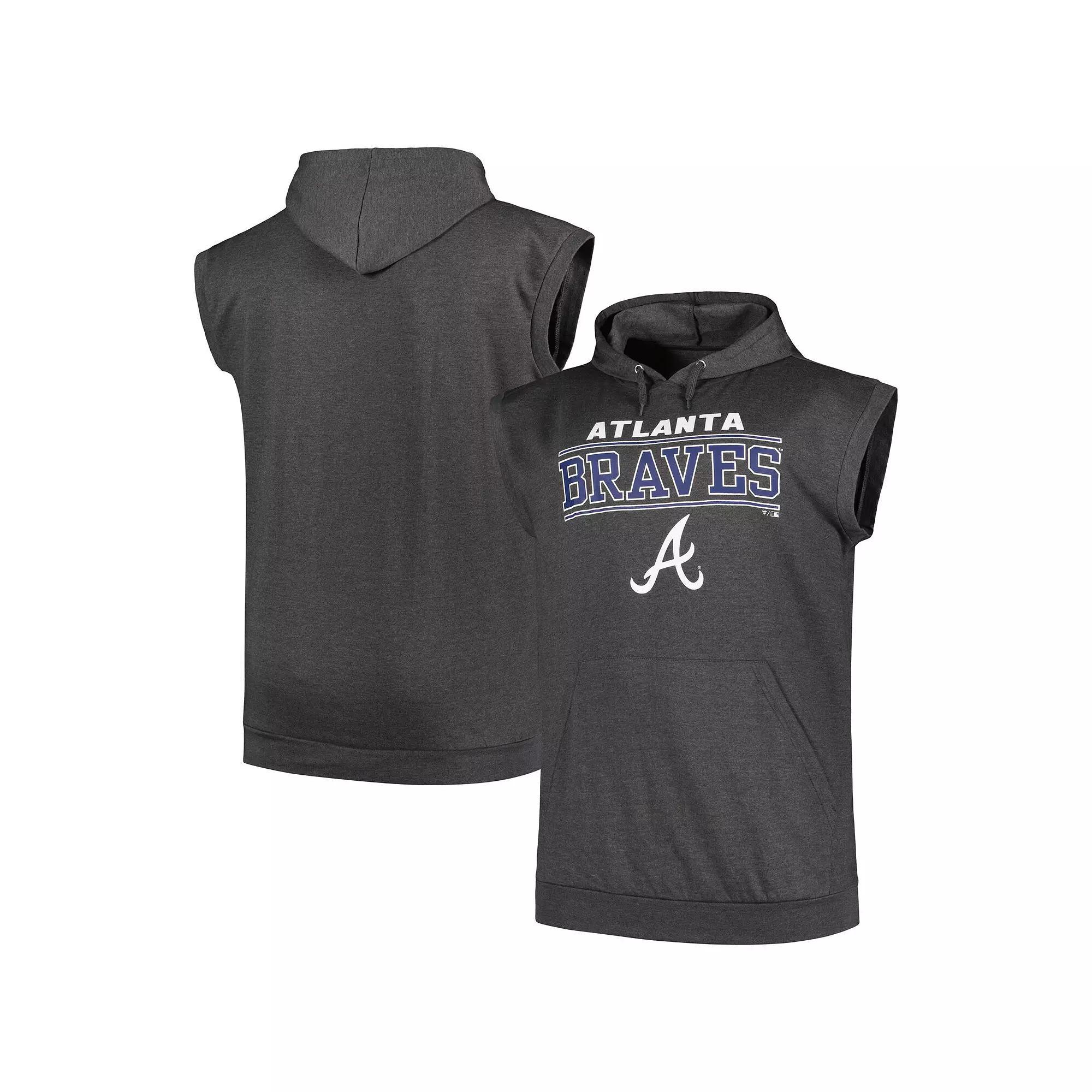 Men's Profile Heather Charcoal Atlanta Braves Big & Tall Muscle Sleeveless Pullover Hoodie, Size: 4XLT Product Image