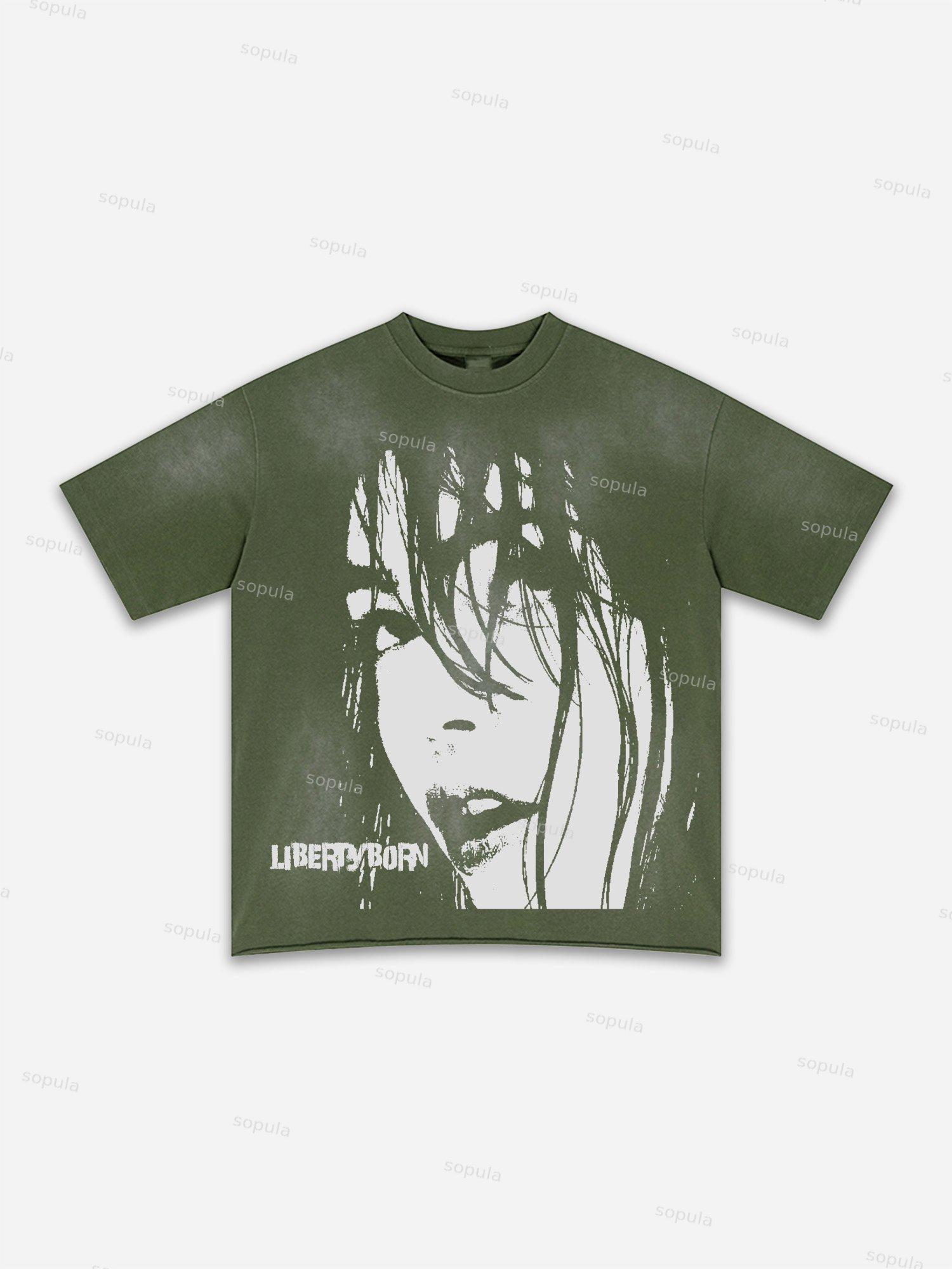 Lips Graphic Print Washed T-shirt Product Image