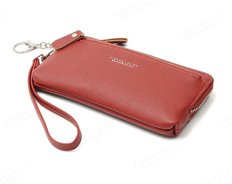 Plain Faux Leather Long Wallet Product Image