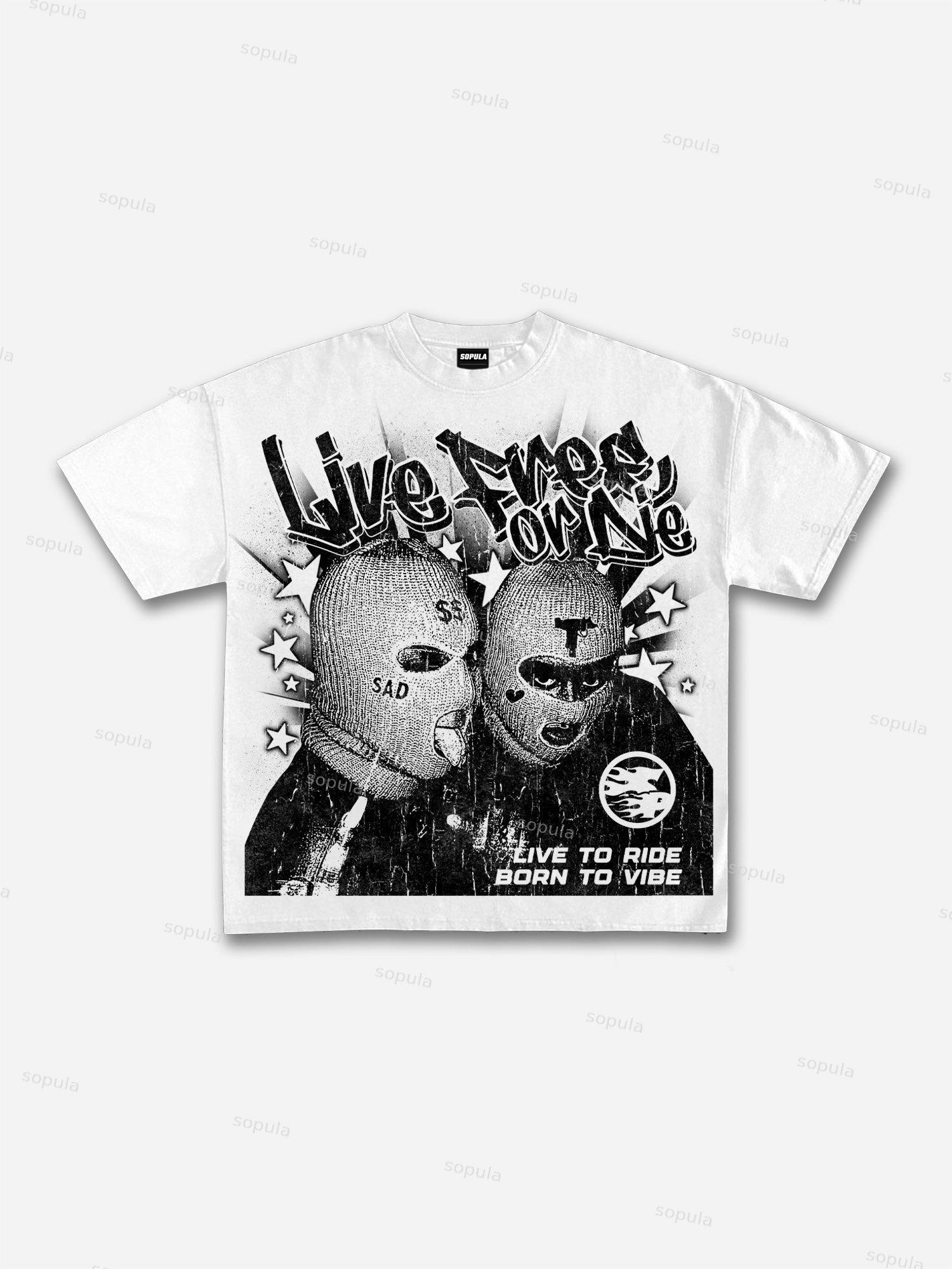 Live Free Or Die Outlaw Character Vintage Graphic Cotton T-shirt Product Image