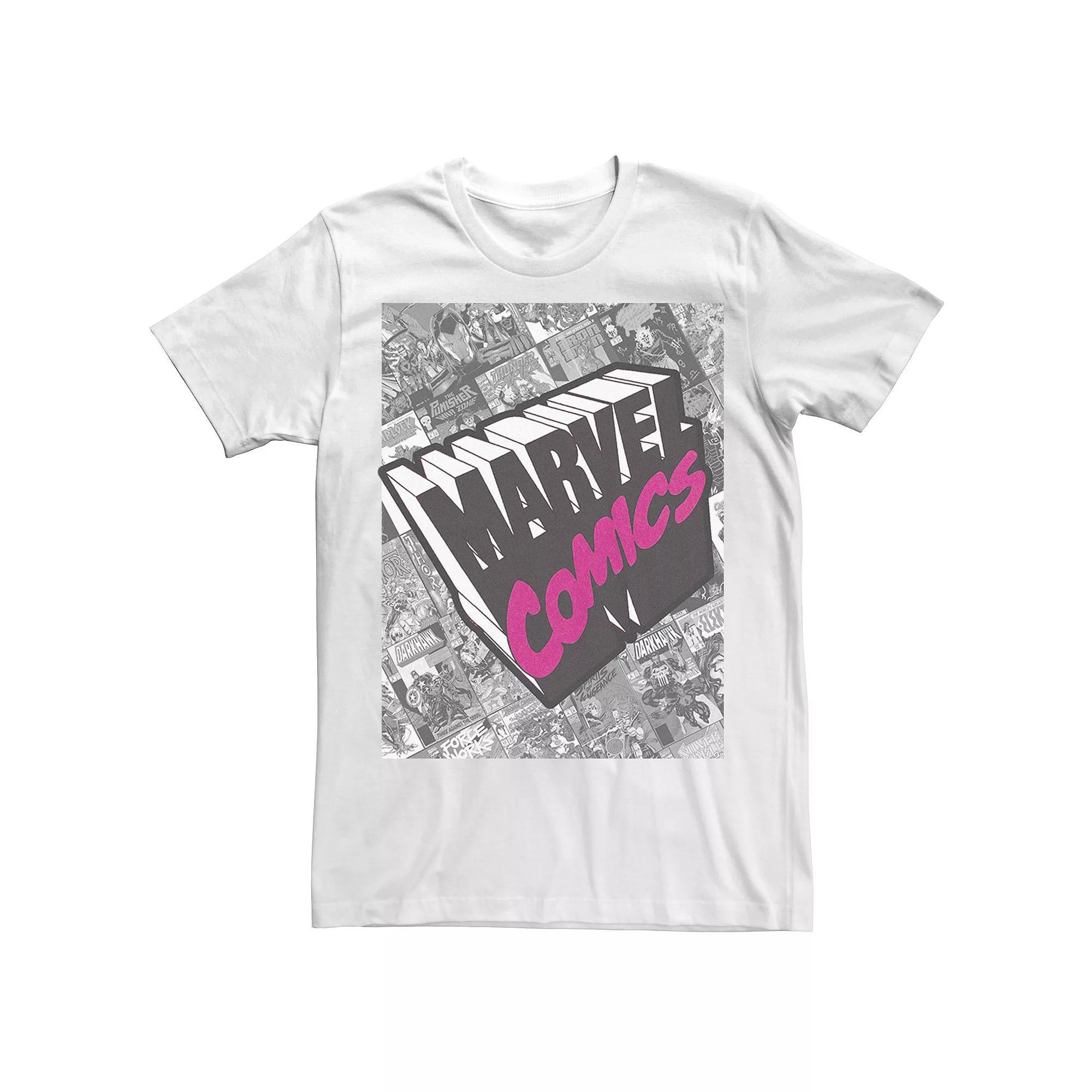 Men's Marvel Comics Logo Tee, Size: Small, White Product Image