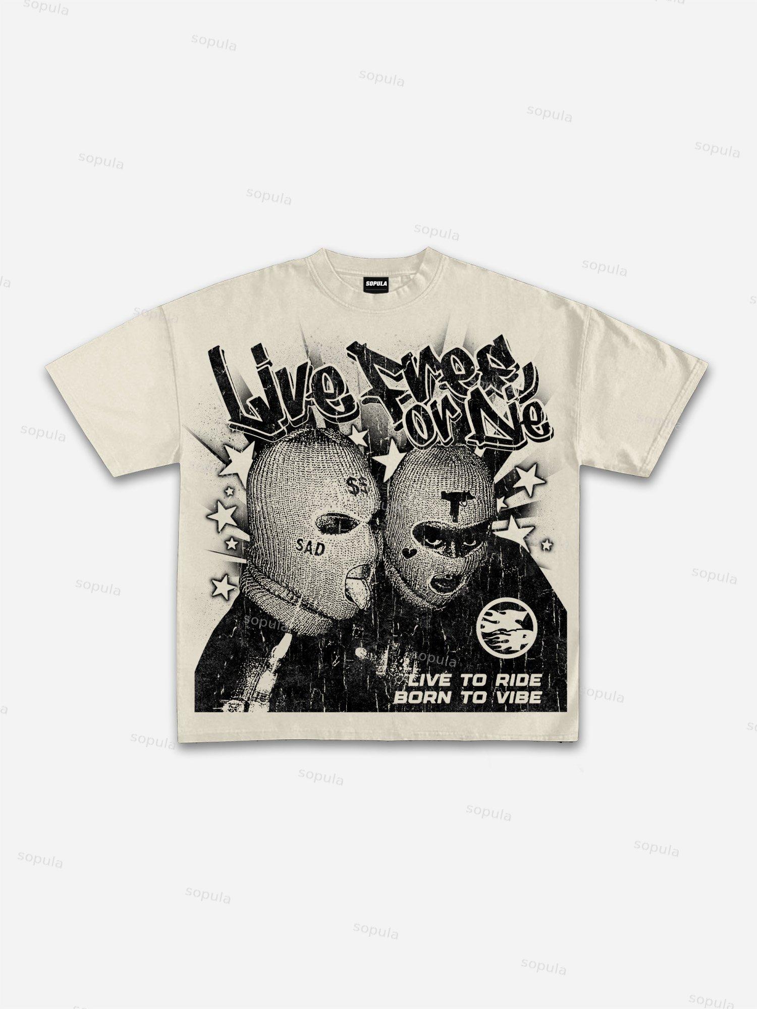 Live Free Or Die Outlaw Character Vintage Graphic Cotton T-shirt Product Image