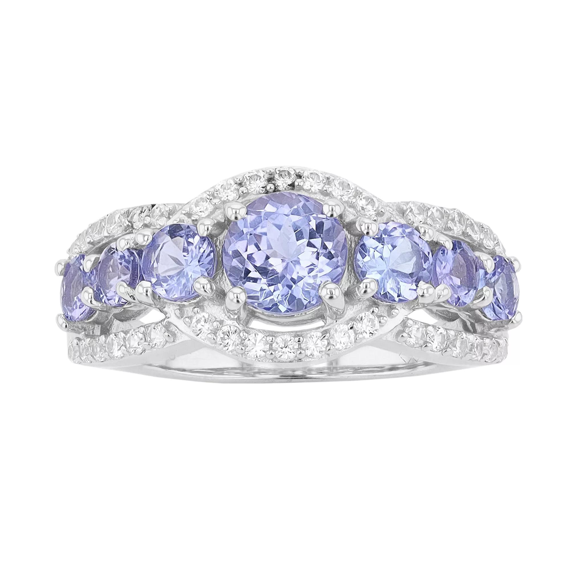 Sterling Silver Genuine Tanzanite & White Cubic Zirconia Accent Ring, Womens Product Image