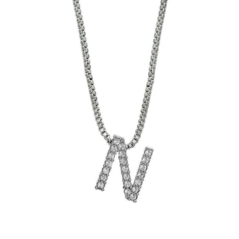 Brilliance Silver Plated Crystal Initial Pendant, Women's, Size: 18", Silver Tone G Product Image