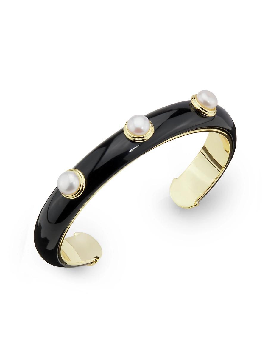 Womens 18K-Gold-Plated & Mixed-Media Cuff Product Image