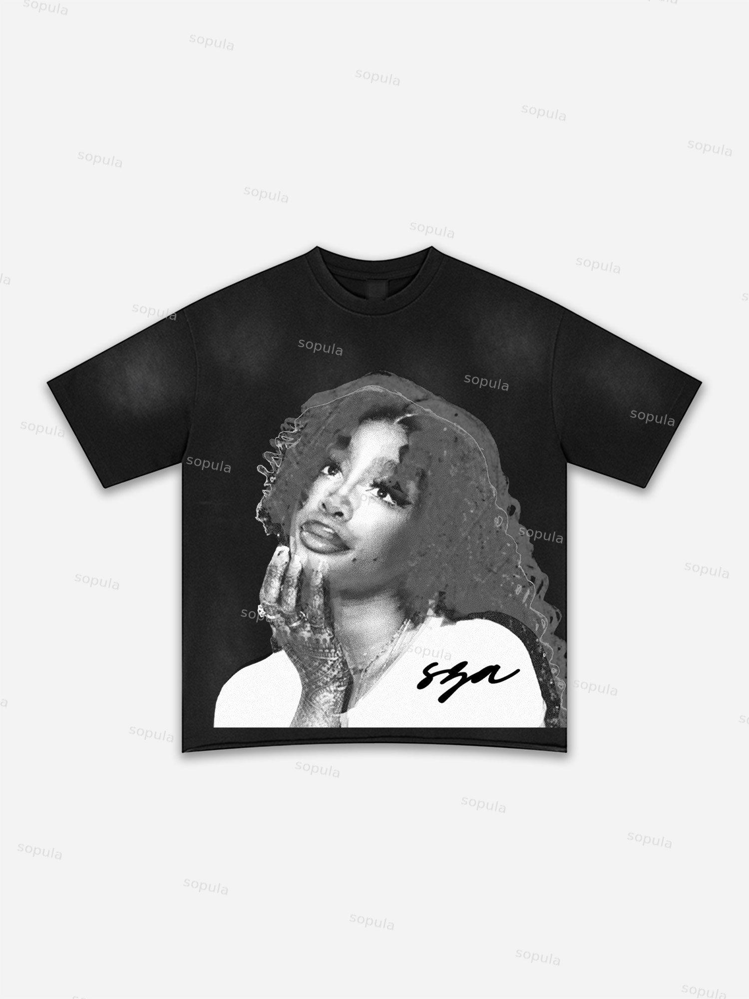 Lips Graphic Print Washed T-shirt Product Image