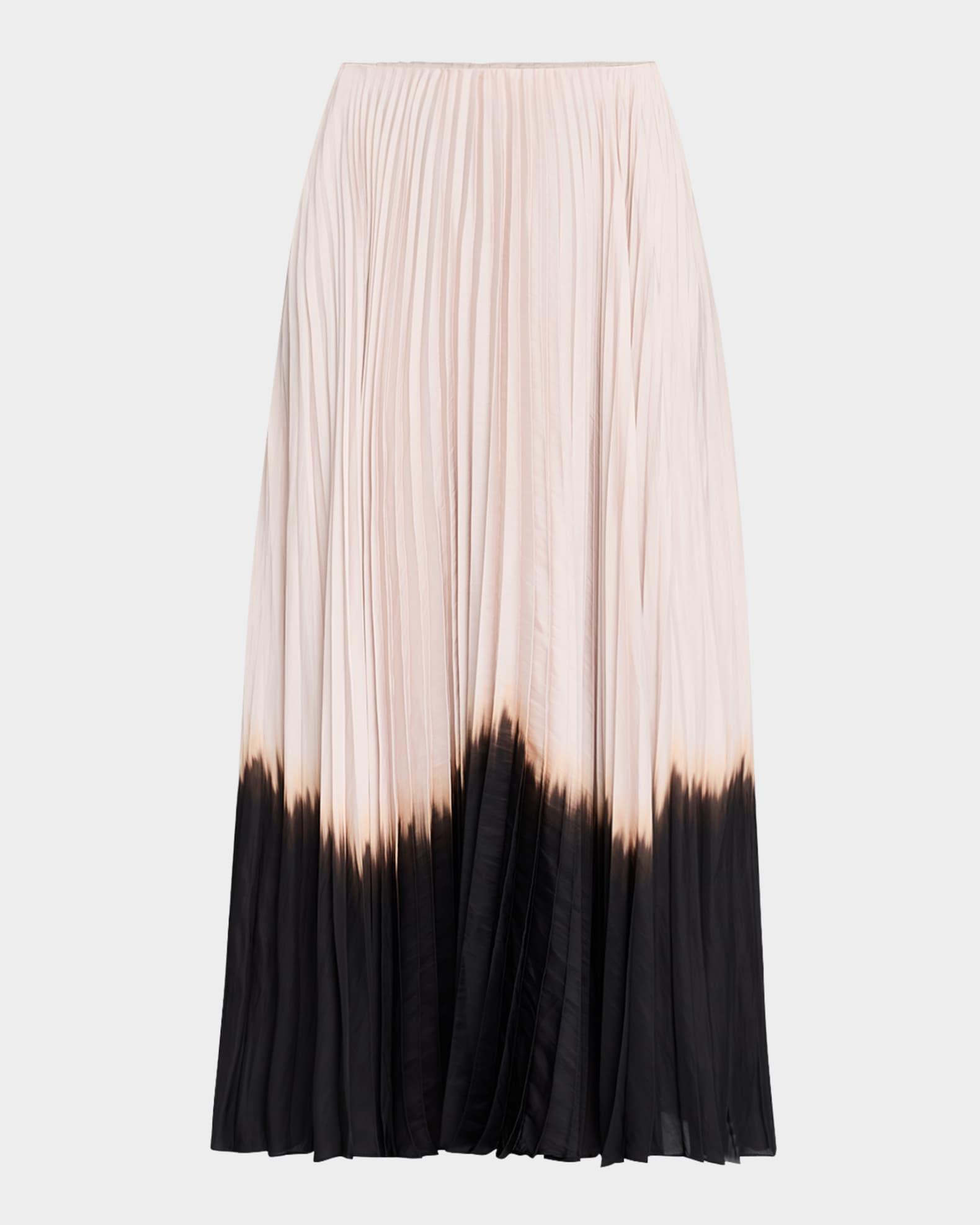 Tatum Pleated Contrast-Hem Midi Skirt Product Image