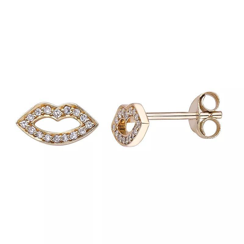 10K Gold 1/10 Carat T.W. Diamond Lip Earrings, Women's, Yellow Product Image