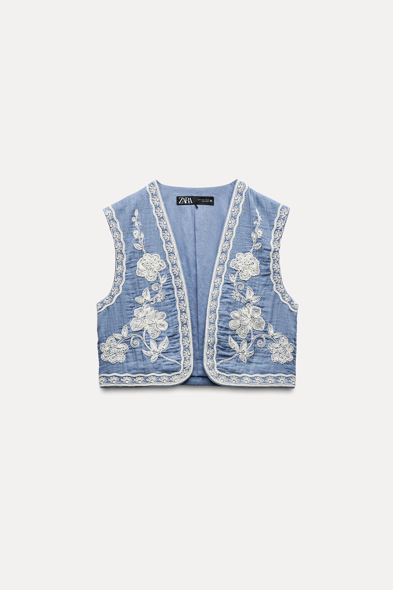 EMBROIDERED CROPPED VEST Product Image