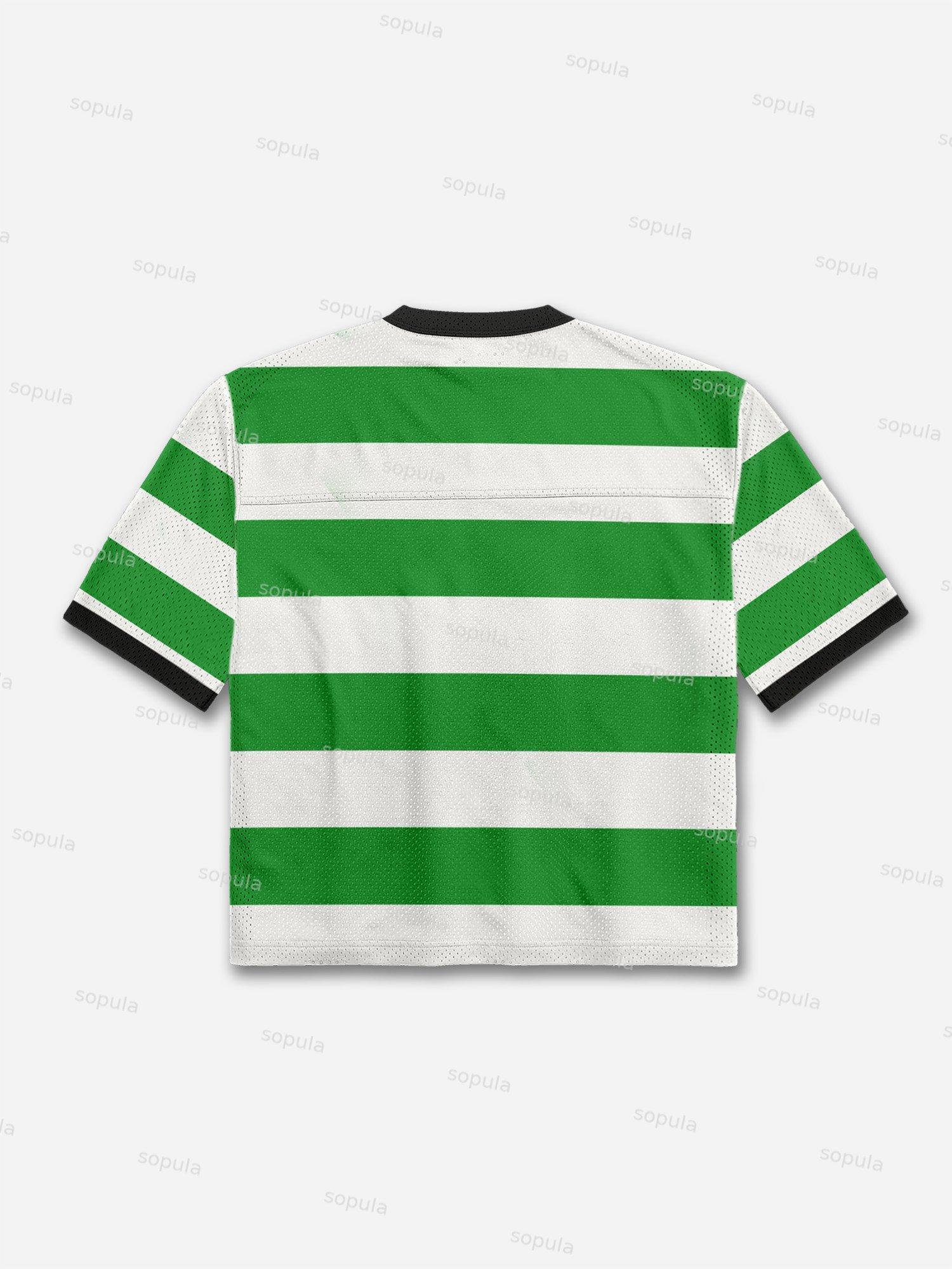 Green Stripe Blokecore Graphic Mesh Football Jersey T-shirt Product Image