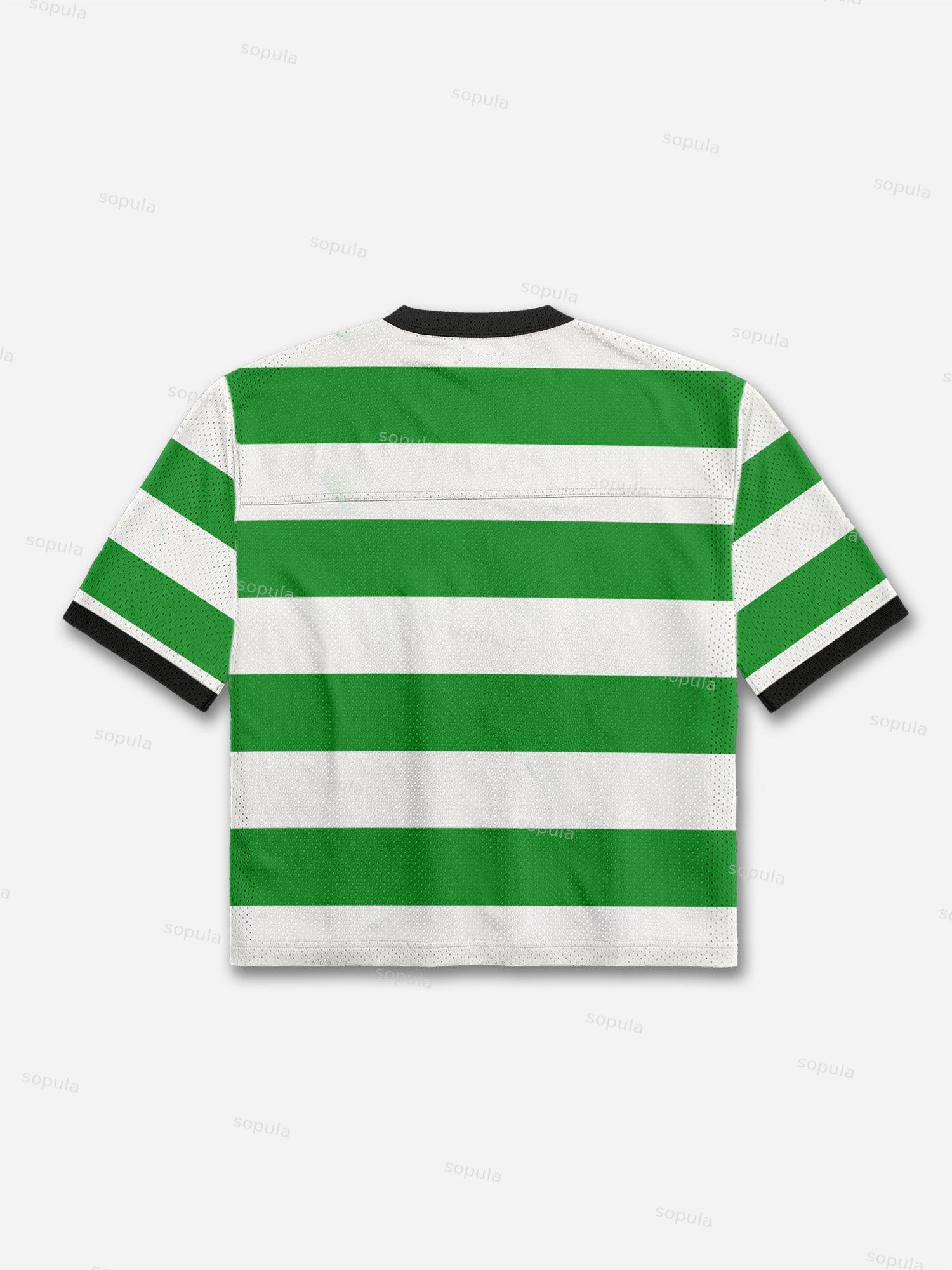 Green Stripe Blokecore Graphic Mesh Football Jersey T-shirt Product Image