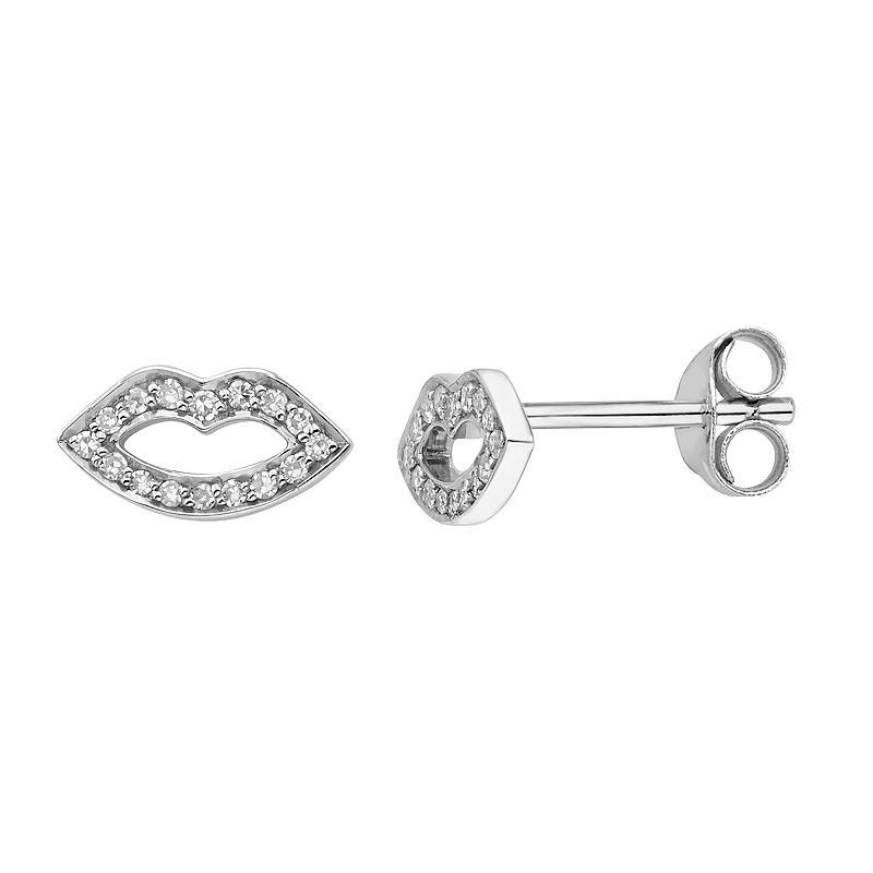 10K Gold 1/10 Carat T.W. Diamond Lip Earrings, Women's, Yellow Product Image