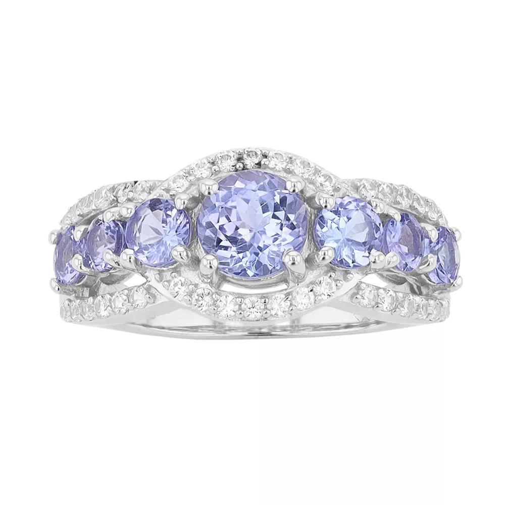 Sterling Silver Genuine Tanzanite & White Cubic Zirconia Accent Ring, Womens Product Image