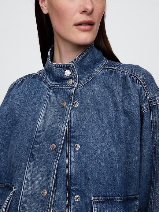 UltraSoft Denim Bomber Jacket Product Image