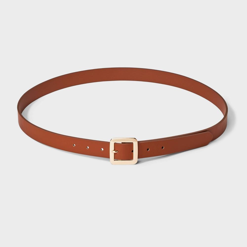 Womens Chunky Center Bar Buckle Belt - A New Day Brown Product Image