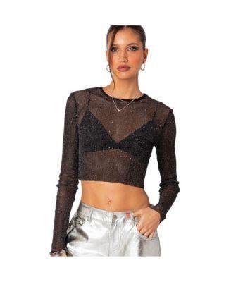 Womens Marly sheer shimmer sequin top Product Image