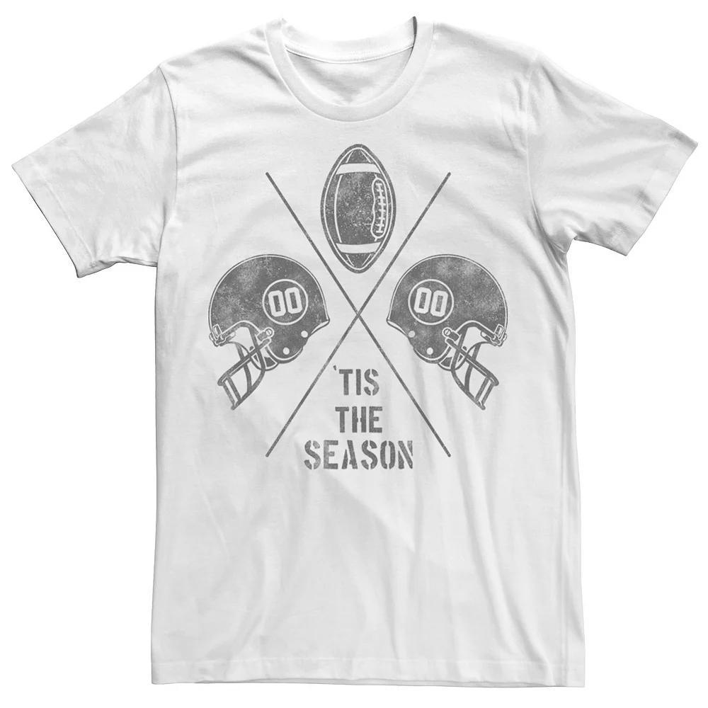 Men's Tis The Season Distressed Football Icons Tee, Size: Large, White Product Image