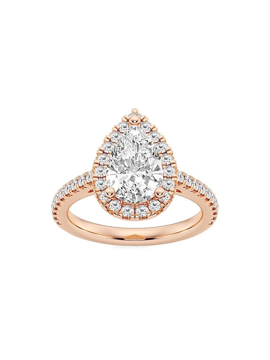 Womens 14K Rose Gold & Pear-Cut Lab-Grown Diamond Halo Ring/1.30-3.60 TCW Product Image