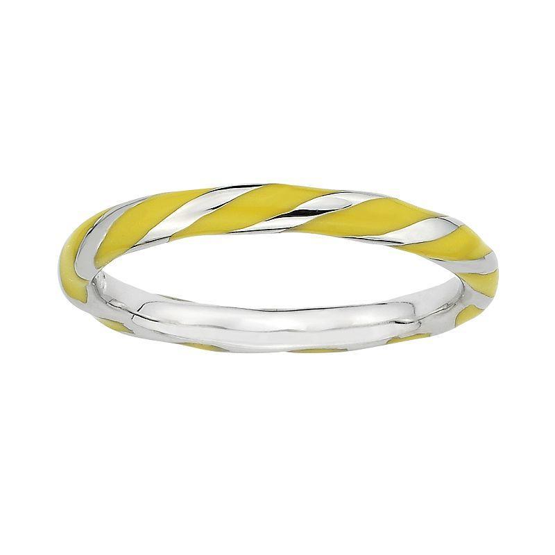 Stacks & Stones Sterling Silver Yellow Enamel Twist Stack Ring, Women's, Size: 10 Product Image