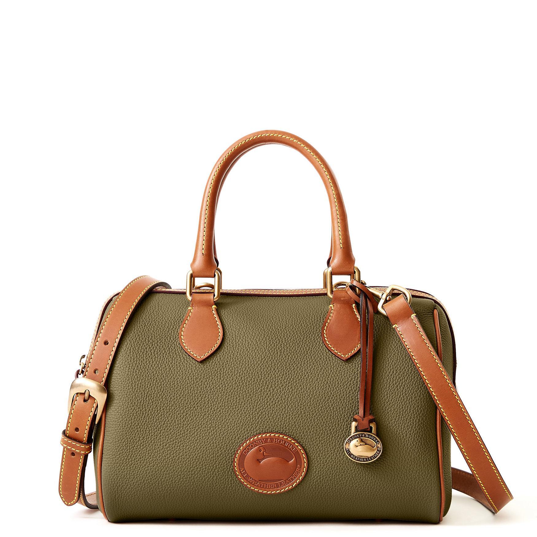 Dooney & Bourke Womens All Weather Leather 3.0 Barrel Satchel 28 Bag in Green Product Image