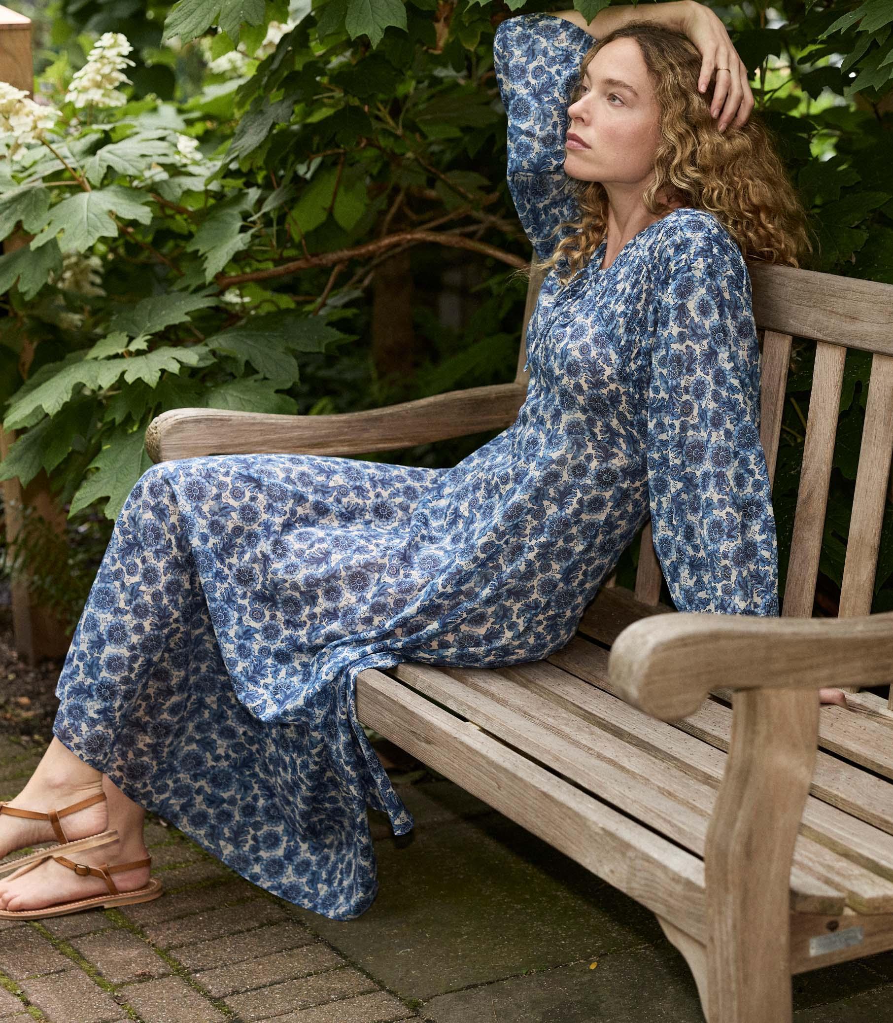 NAYELI DRESS -- BLEU SOLEIL FLEURIT Product Image