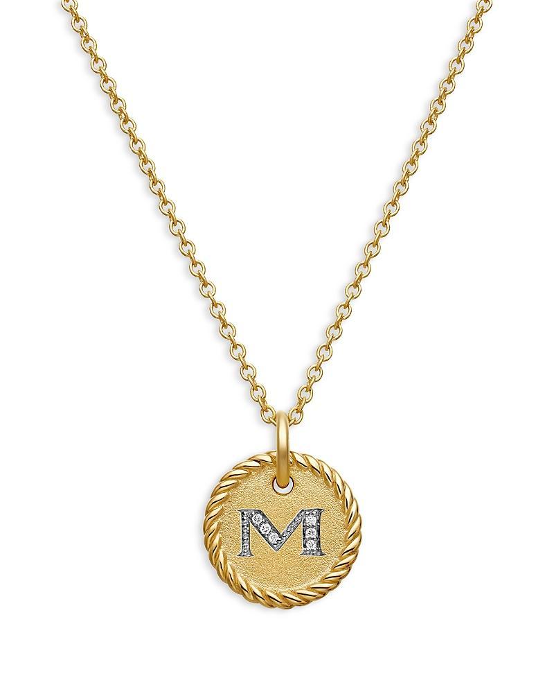 David Yurman Cable Collectibles Initial Pendant with Diamonds in Gold on Chain, 16-18 Product Image