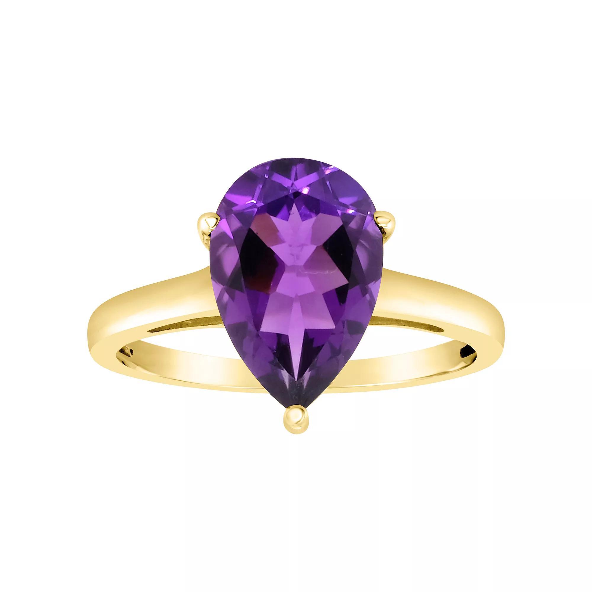 Alyson Layne 14k Gold Pear Cut Amethyst Solitaire Ring, Women's, Size: 7 Product Image