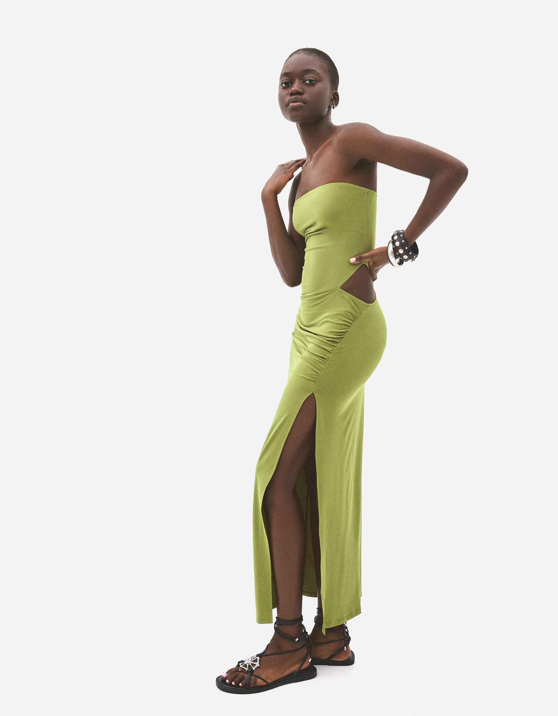 Bandeau gathered midi dress Product Image
