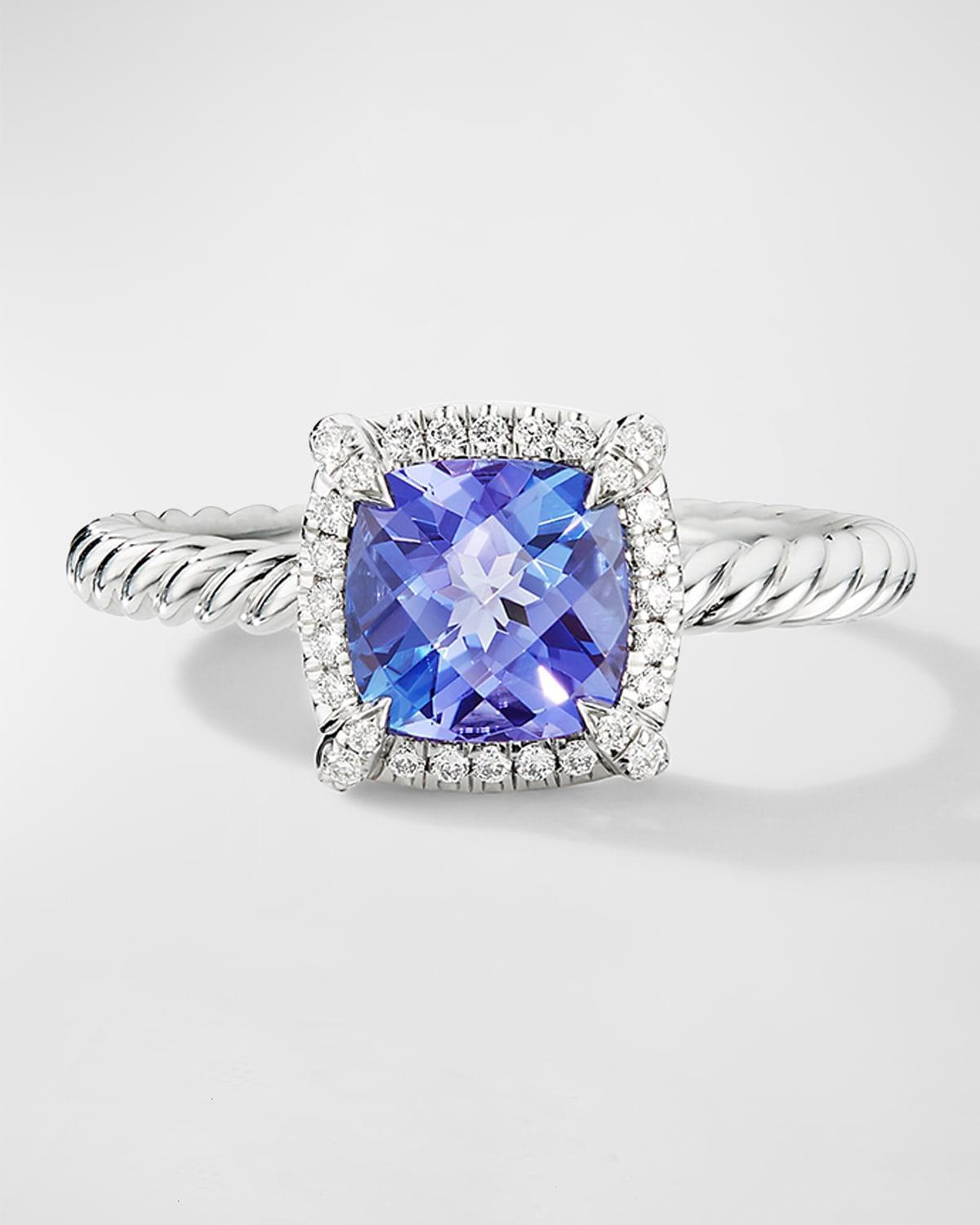David Yurman 18K White Gold Petite Chatelaine Tanzanite & Diamond Ring Product Image